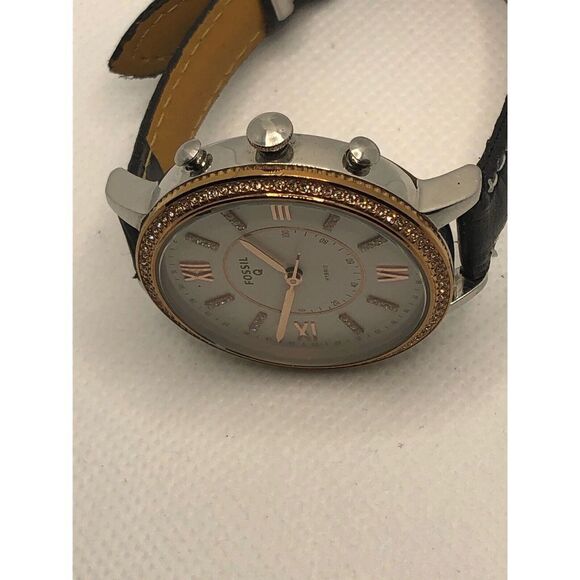 Fossil Q FTW5011 Women's Black Leather Analog White Dial Hybrid Smart Watch HK33 - Picture 6 of 9